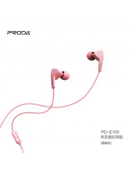 PRODA PD-E100 Fabric Earphone  Pink