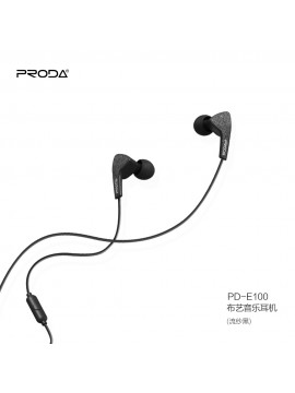 PRODA PD-E100 Fabric Earphone  Black