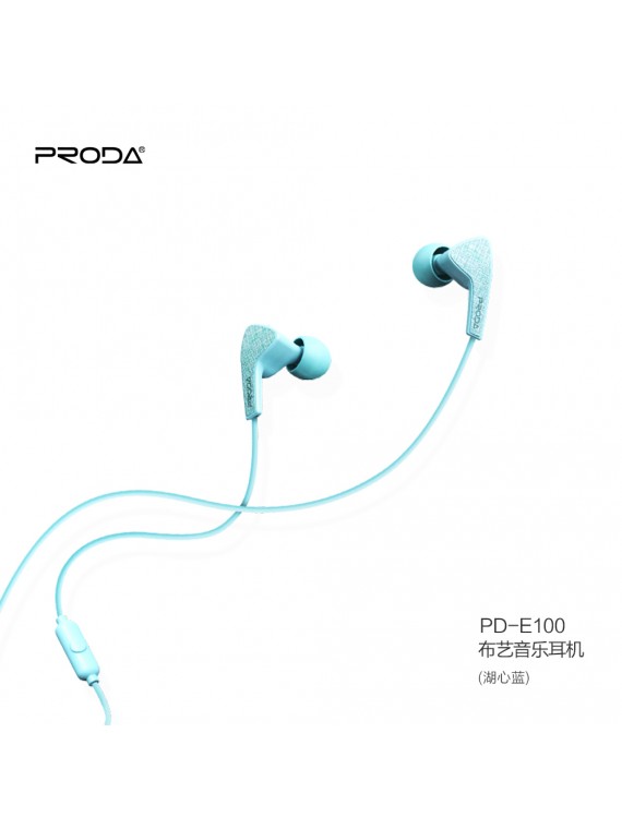 PRODA PD-E100 Fabric Earphone Blue