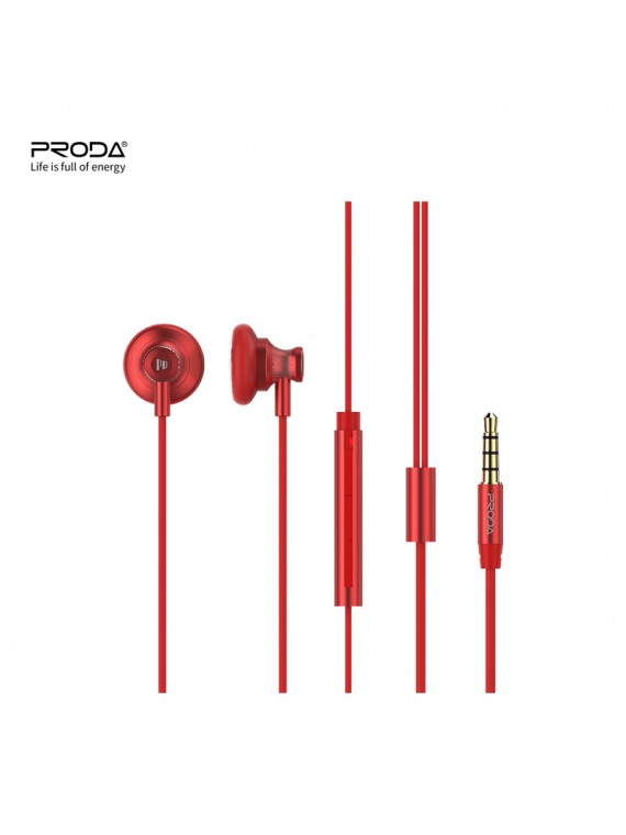 PRODA PD-E500 Murphy  Metal Music Earphone Red