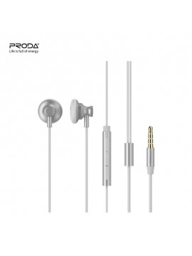 PRODA PD-E500 Murphy  Metal Music Earphone Silver