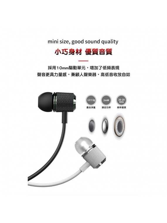 PRODA PD-E600 Yueyin Series Wired Earphone Black