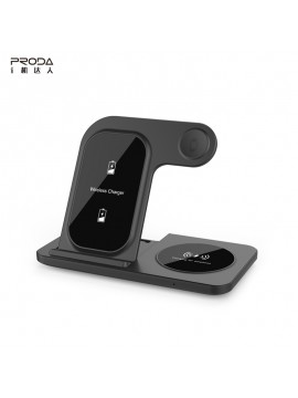 PRODA PD-W8 3-in-1 dual 15W Folding Wireless Charger Black