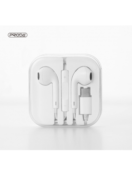 PRODA RW-L02 Wired Earphone For Music&Calls (Type-C) White