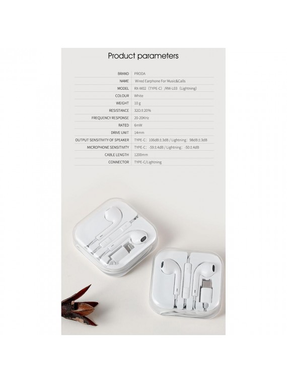 PRODA RW-L03 Music & Calls (Lightning) BT Version White