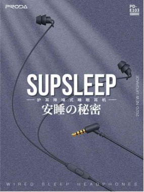AZEADA PD-E103 Wired Ear Noise Reduction Sleep Headset (3.5aux) Grey