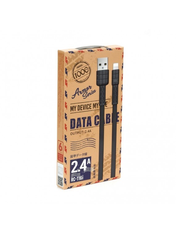 REMAX RC-116i Armor Series Data Cable For Lightning Black