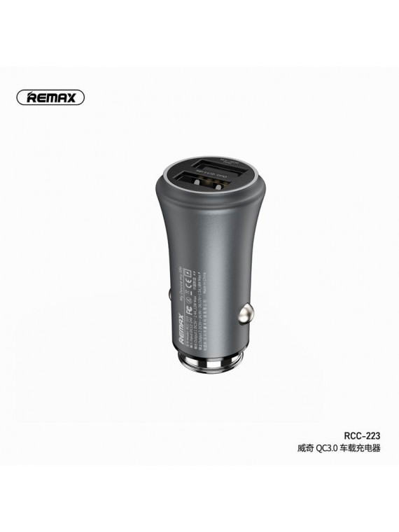 REMAX RCC223 2USB+ QC3.0 Vehicle-Mounted Charger Silver