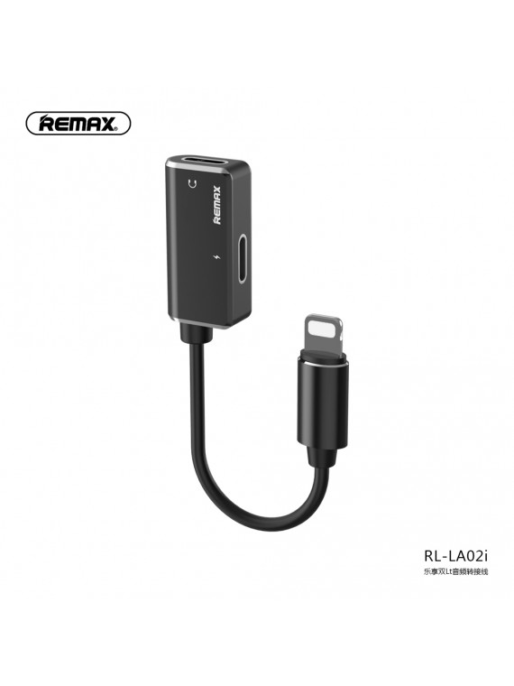 REMAX RL-LA02 (2.0A) Jack Splitter 2 in 1 Cable&Audio Adaptor Lightning BK