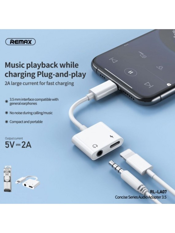 REMAX RL-LA07 3.5mm & Lightning Audio Adapter White