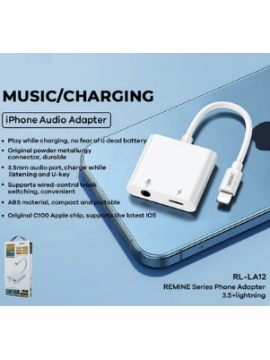 REMAX RL-LA12 Remine Series Phone Adapter 2 Lightning to 3.5AUX+Lightning white