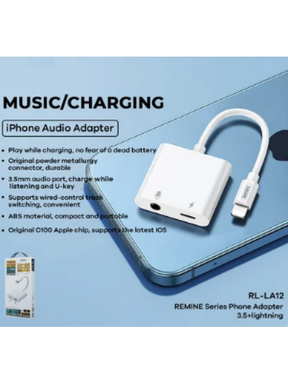 REMAX RL-LA12 Remine Series Phone Adapter 2 Lightning to 3.5AUX+Lightning white