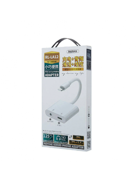 REMAX RL-LA12 Remine Series Phone Adapter 2 Lightning to 3.5AUX+Lightning white