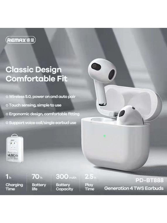 REMAX PD-BT888 Gen-4 TWS Earbuds white