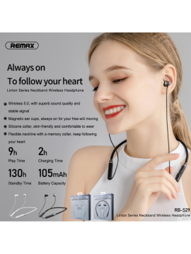 REMAX RB-S29 Memory NeckBankd Wireless Headphone Black