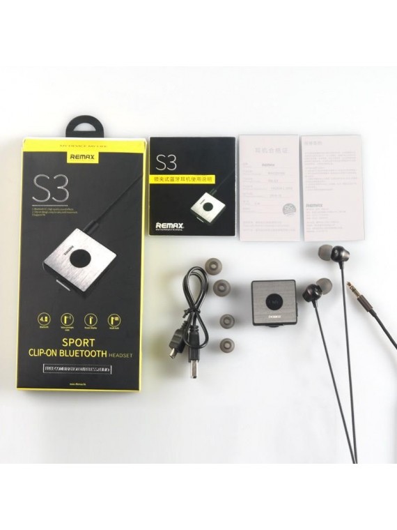 REMAX RB-S3 BT4.1 Clip-on Bluetooth Earphone Receiver Black