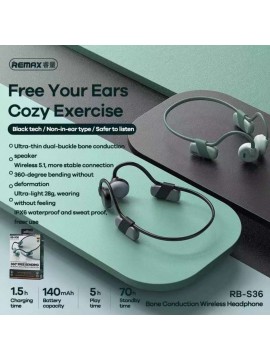 REMAX New RB-S36 Bone Conduction Wireless Headphones Black