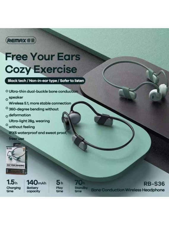 REMAX New RB-S36 Bone Conduction Wireless Headphones Black