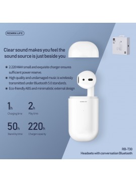 REMAX RB-T30 Wireless Earbuds White