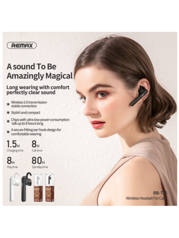 REMAX RB-T35 Wireless Headset HD Voice Black