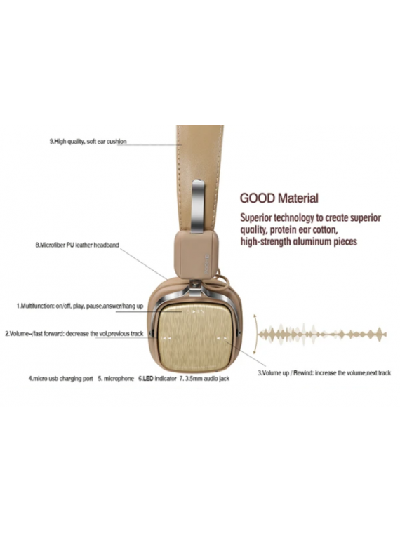 REMAX RB-200HB Bluetooth Headphone khaki