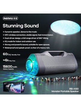 REMAX RB-H30 MONSTER Portable Speaker Grey