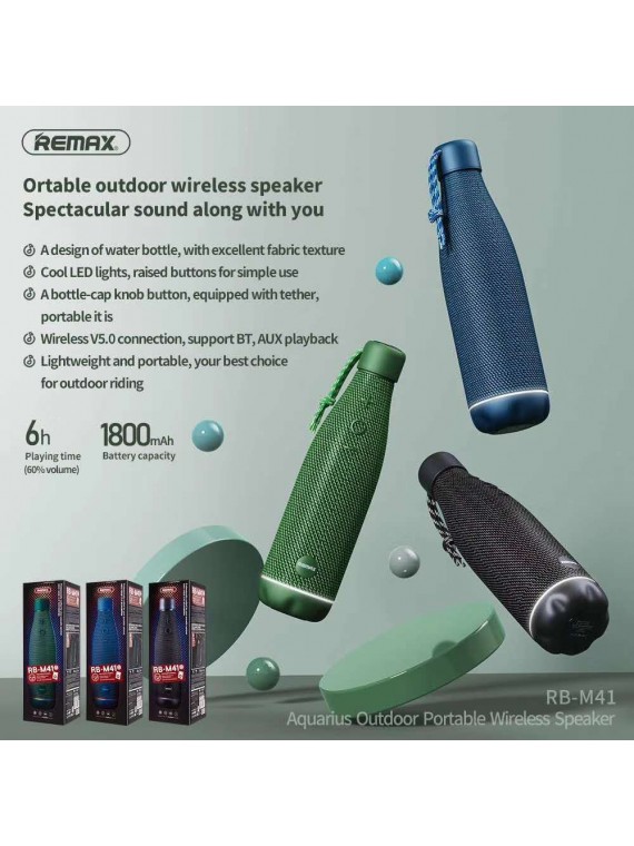 REMAX RB-M41 Aquarius Series Outdoor Portable Wireless Speaker Green