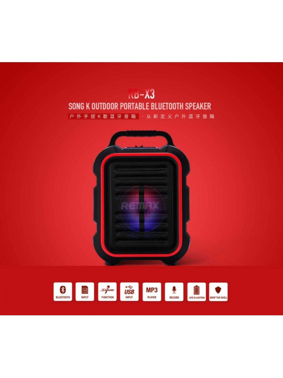 REMAX RB-X3 Song K outdoor Portable Bluetooth Speaker Black+Red