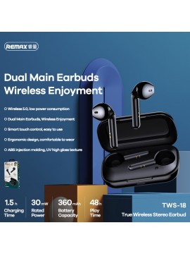 REMAX TWS-18 True Wireless Stereo Earbud Black
