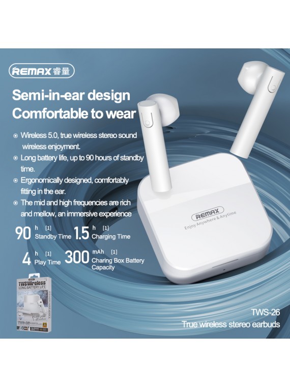 REMAX TWS-26 Wireless Earbuds White