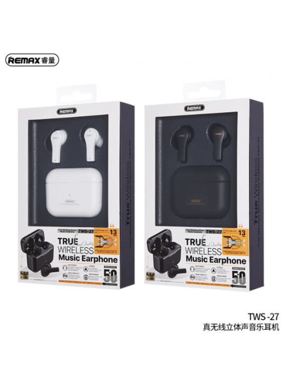 REMAX TWS-27 True Wireless Stereo Music Earphone Black