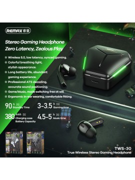 REMAX TWS-30 True Wireless Stereo Gaming Headphone Black