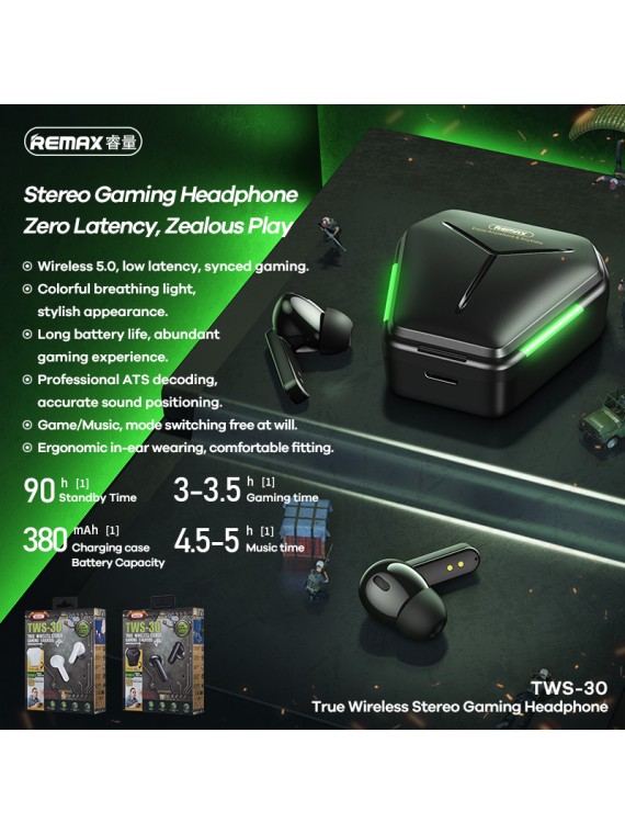 REMAX TWS-30 True Wireless Stereo Gaming Headphone Black