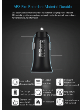 REMAX RCC217 Car Charger Set with 3 in 1 Cable 2.4A Black
