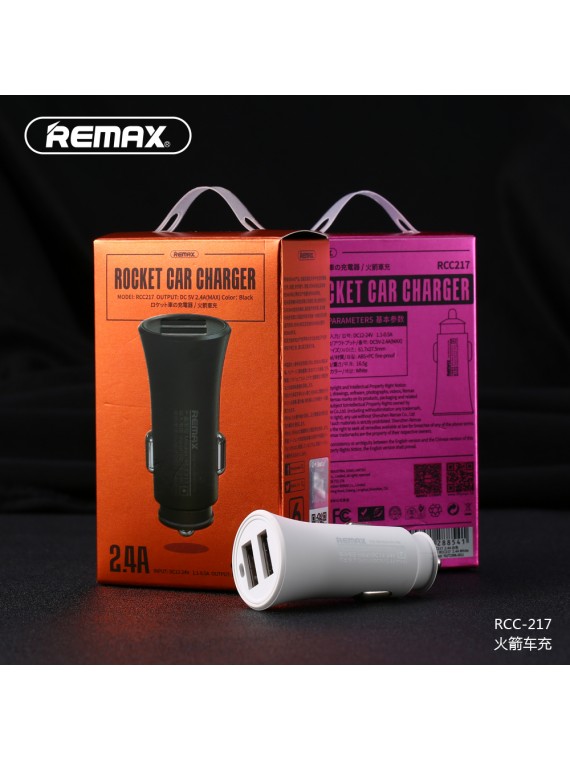REMAX RCC217 Car Charger Set with 3 in 1 Cable 2.4A White