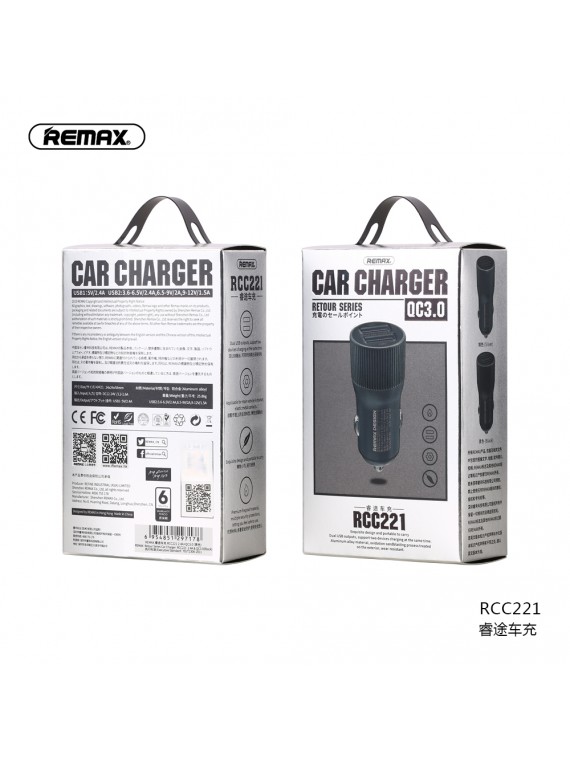 REMAX RCC221 2USB 2.4A QC3.0 Car Charger Tarnish