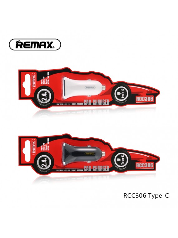 REMAX RCC306 Single USB & Type-C 2.4 A Car Charger White
