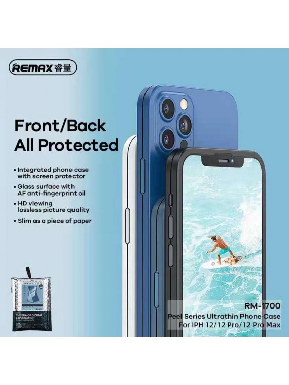REMAX RM-1700 Peel Series Ultrathin Phone Case Back Cover+Front For iPh 12 pro max /Blue