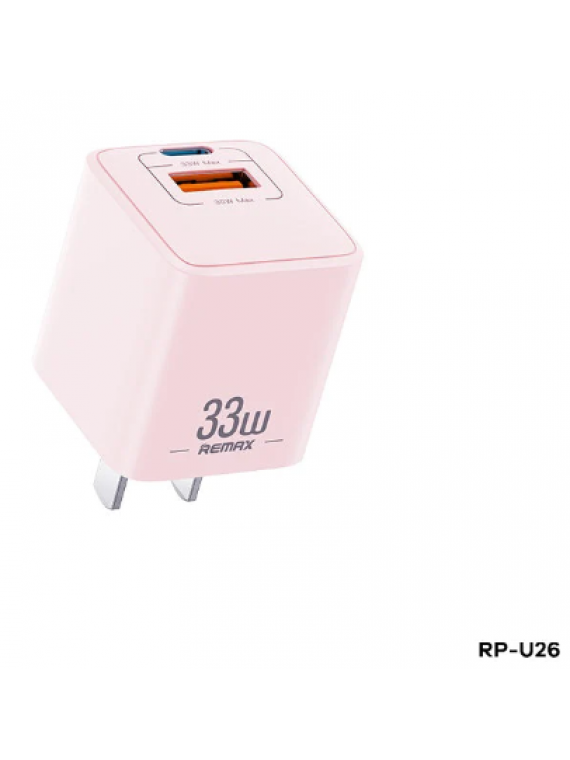 REMAX New RP-U26 Batt Series 33W PD+QC Multi Compatible Fast Charger Pink