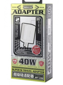 REMAX New RP-U33 Qingee series 40W 2C Super Si Travel Adapter White