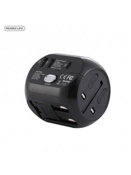REMAXLIFE RL-EP08 International Travel Adapter (USB 2.0+ PD) Black