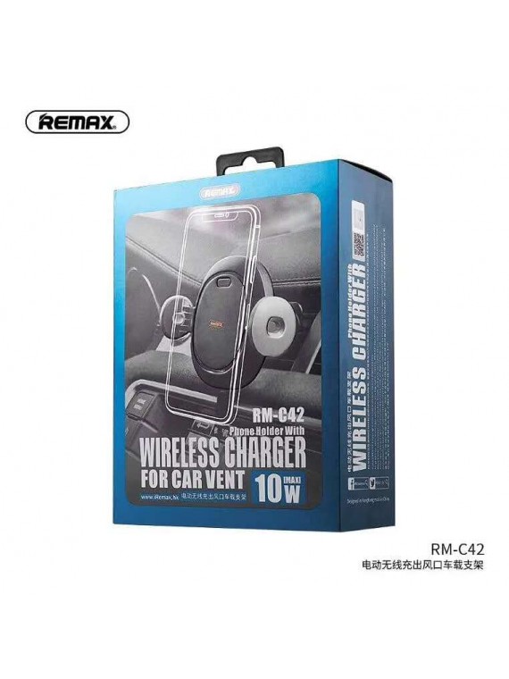 REMAX RM-C42 Phone Holder w/Wireless Charger Black