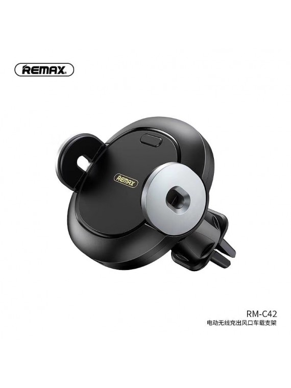 REMAX RM-C42 Phone Holder w/Wireless Charger Black