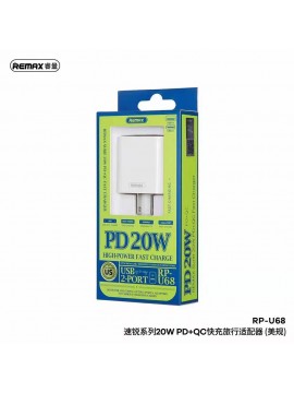 REMAX RP-U68 Surie Series 20W PD+QC Fast Charger (1C 1A) US White
