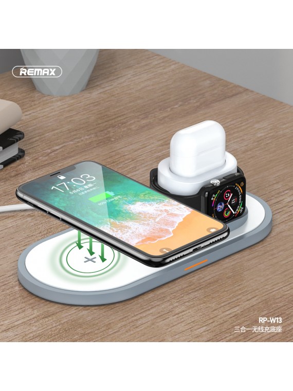 REMAX RP-W13 3 In 1 Wireless Charging Base White