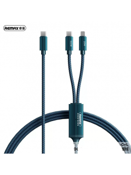 REMAX RC-093t Kerolla Series 100w Aluminum Fast Charging Data Cable (typec - typec+Lighting) Blue