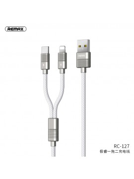 REMAX RC-127 Giri 2 In 1 Lightning & Type-C Charging Cable White