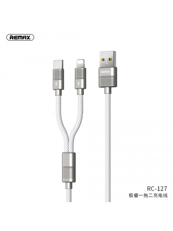 REMAX RC-127 Giri 2 In 1 Lightning & Type-C Charging Cable White