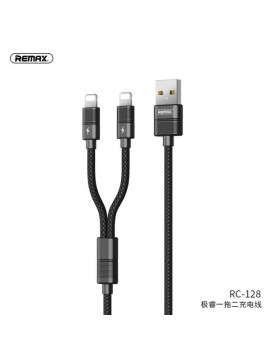 REMAX RC-128 Giri 2 In 1 Dual Lightning Charging Cable Black