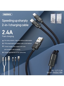 REMAX RC-128 Giri 2 In 1 Dual Lightning Charging Cable Black